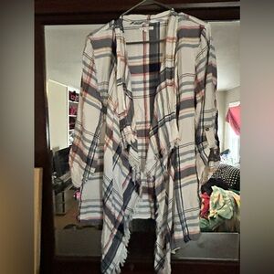 Plaid Open Front Cardigan